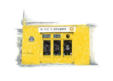 bar à soupe, rue de charonne, bastille, illustration