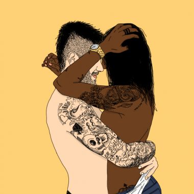 tattoo, portrait, illustration, graphic design, hipster, couple, yellow