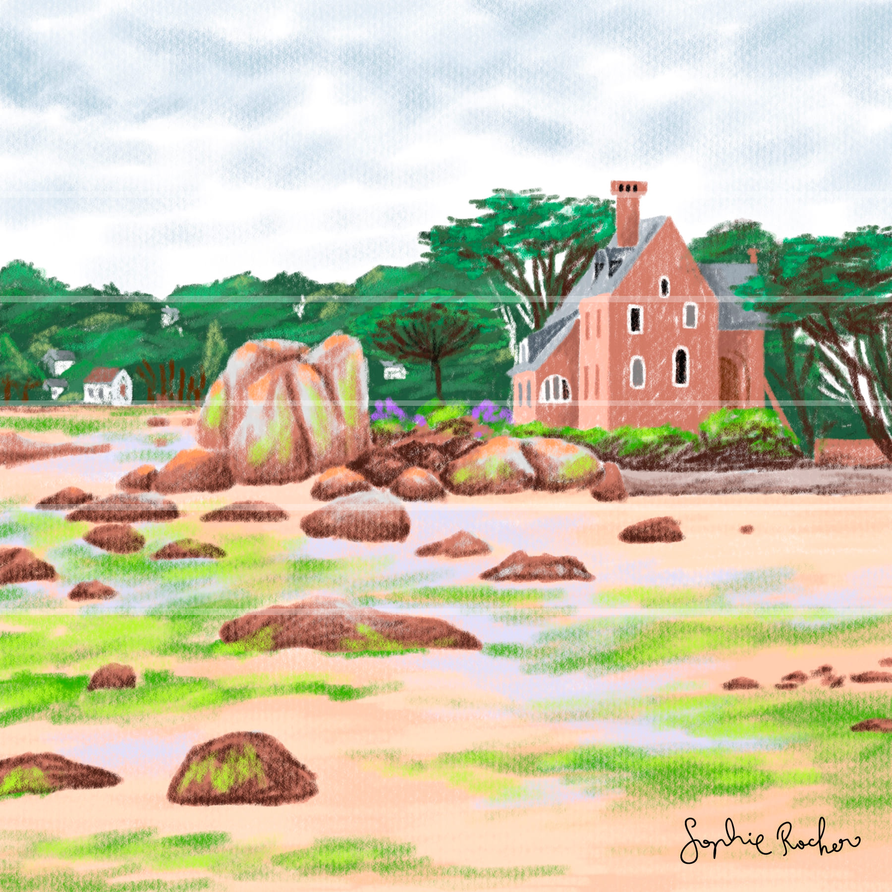 Illustration côte de granite rose