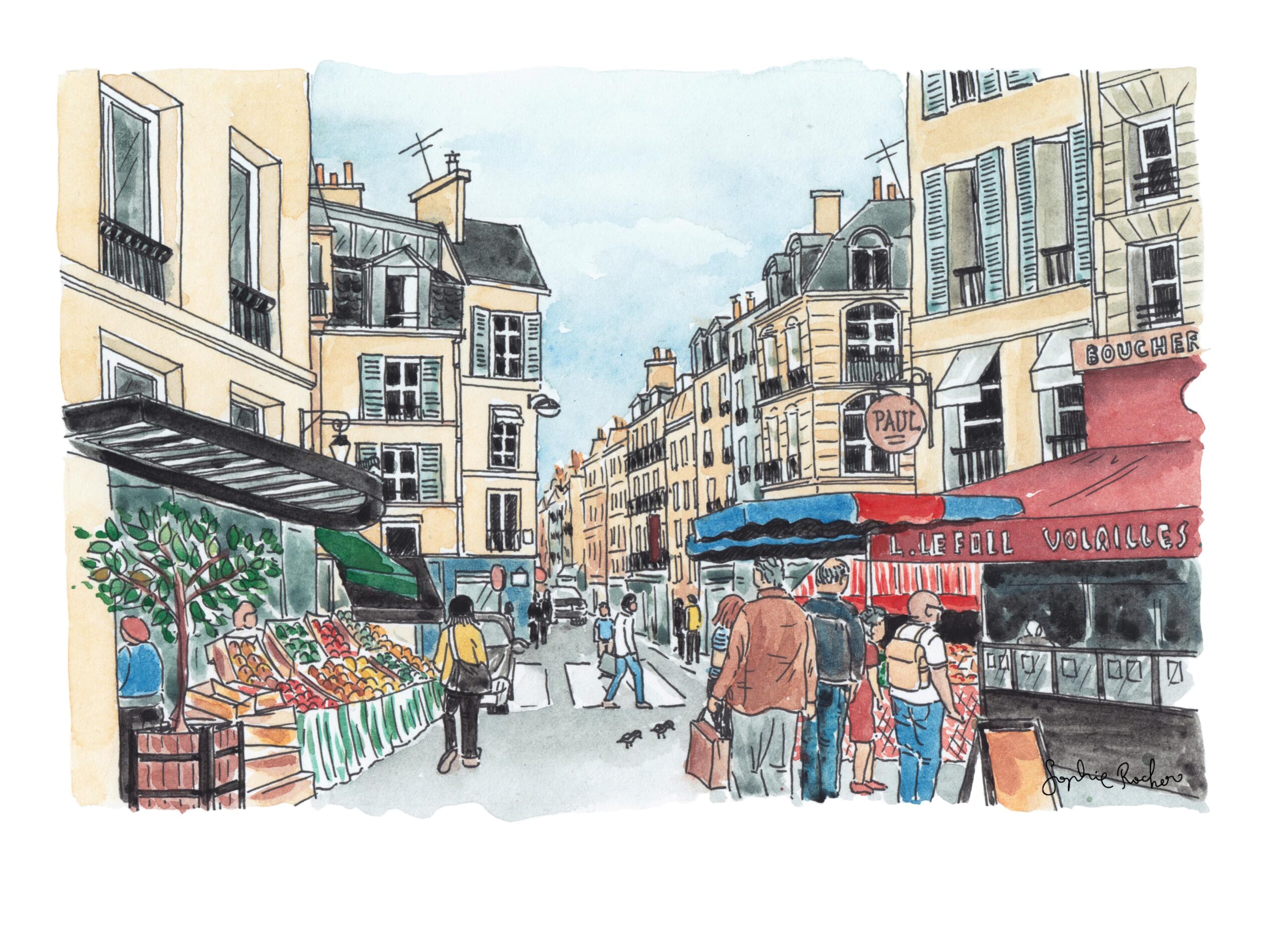 illustration Paris Sophie Rocher affiche quartier latin