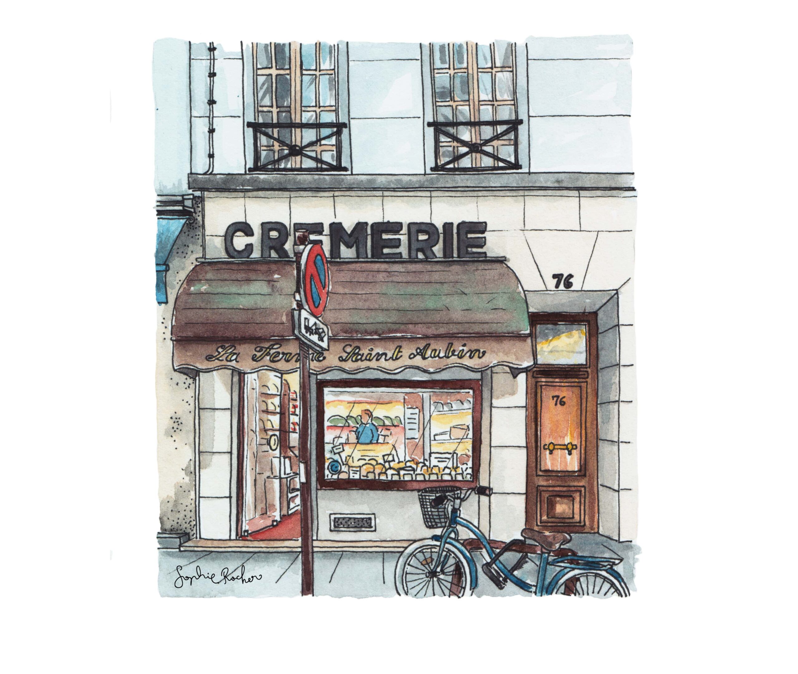 illustration Paris devanture fromagerie Sophie Rocher